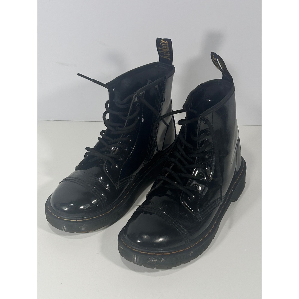 Dr. Martens Sinclair Bex J Black Patent Leather Platform Boots Kids US 3 UK 2